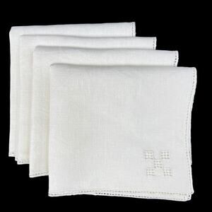 Vintage White Cloth Napkins Set Of 4 Cutwork Detailed Corner Edge 11" Square